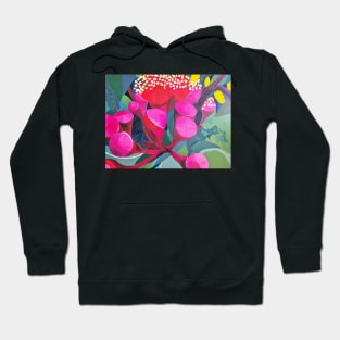 Bright Pink Australian Flower Design Hoodie